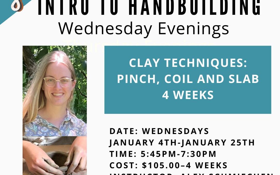 January Beginning Clay Techniques: Pinch Coil & Slab–4 weeks–SOLD OUT