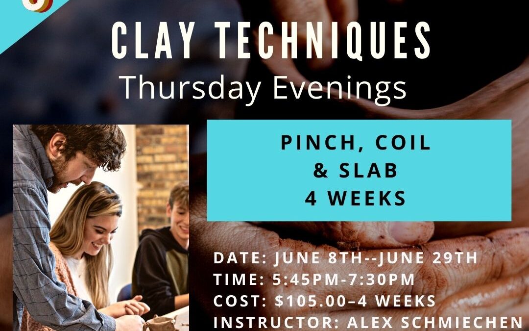 June Beginning Clay Techniques: Pinch Coil & Slab–4 weeks
